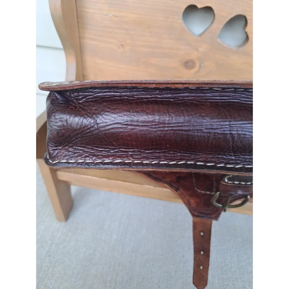 Large‎ Satchel Handcrafted Genuine Leather Bag Briefcase Dark Brown